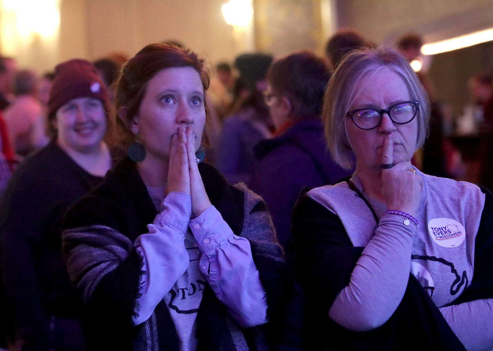 Tony Evers' supporters awaiting results